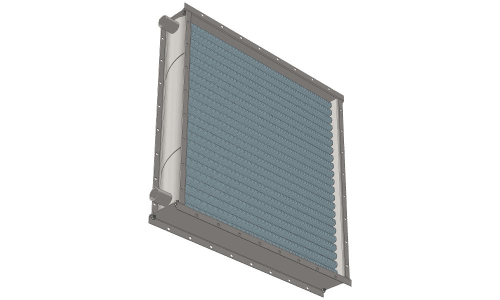 Чертеж водяного воздухонагревателя. Вес 120 кг
