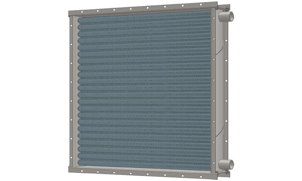 3 d модель воздухонагревателя. Площадь поверхности теплопередачи 43.7 м2