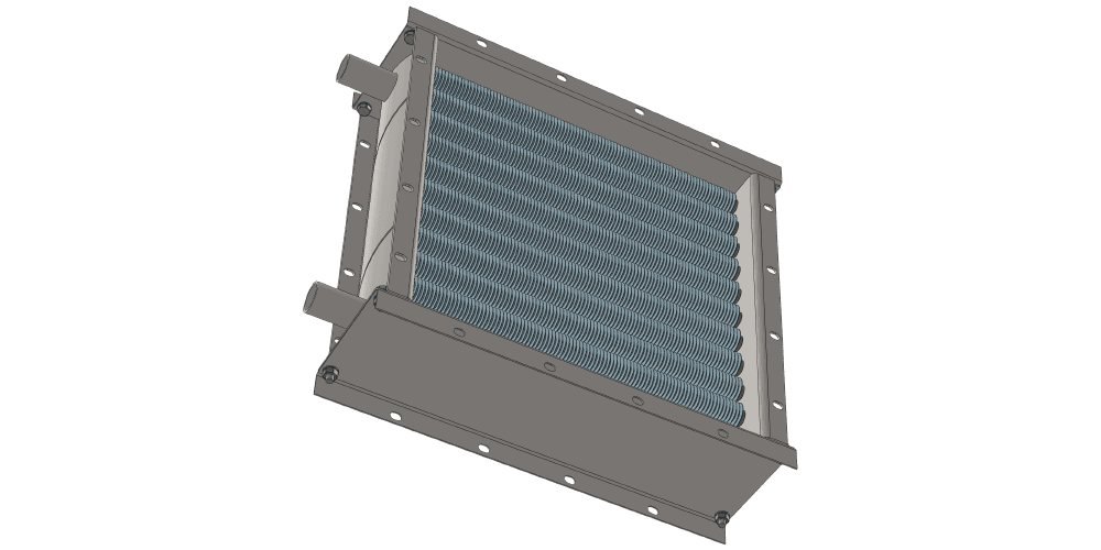 Чертеж водяного воздухонагревателя. Вес 39 кг