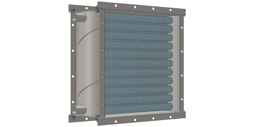 3 d модель воздухонагревателя. Площадь поверхности теплопередачи 10.8 м2