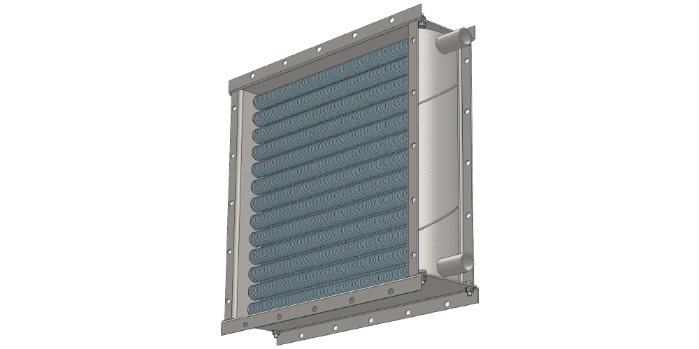 Чертеж водяного воздухонагревателя. Вес 51 кг