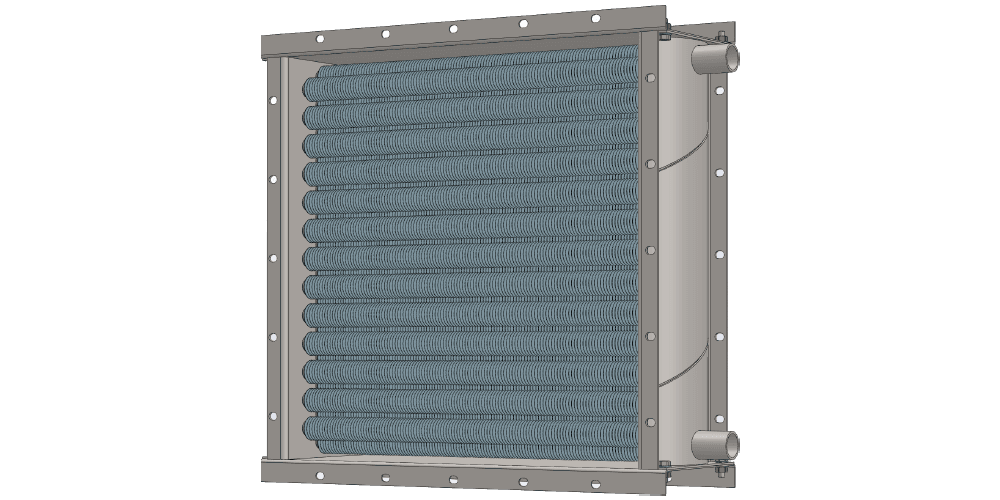 3 d модель воздухонагревателя. Площадь поверхности теплопередачи 17.5 м2