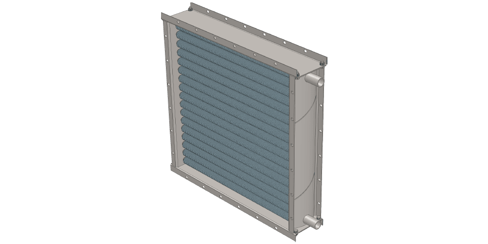 Чертеж водяного воздухонагревателя. Вес 77 кг