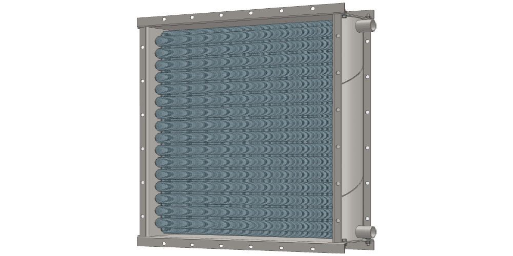 3 d модель воздухонагревателя. Площадь поверхности теплопередачи 26.0 м2