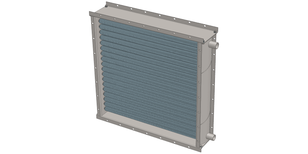 3 d модель воздухонагревателя. Площадь поверхности теплопередачи 32.5 м2