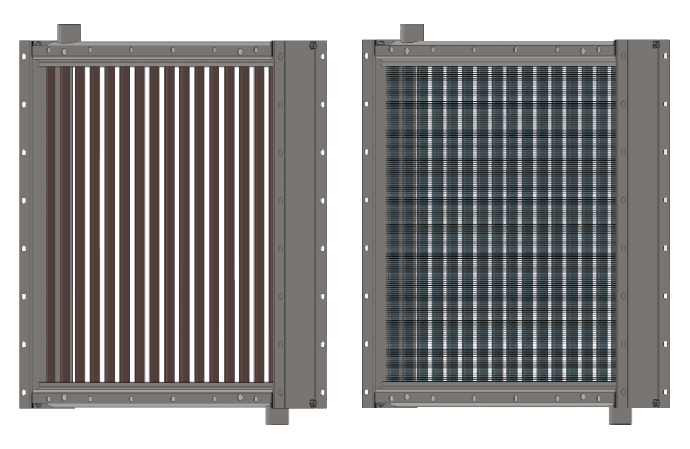 Паровой калорифер с гладкими и оребренными трубками Коэффициент теплопередачи калориферов КПСк