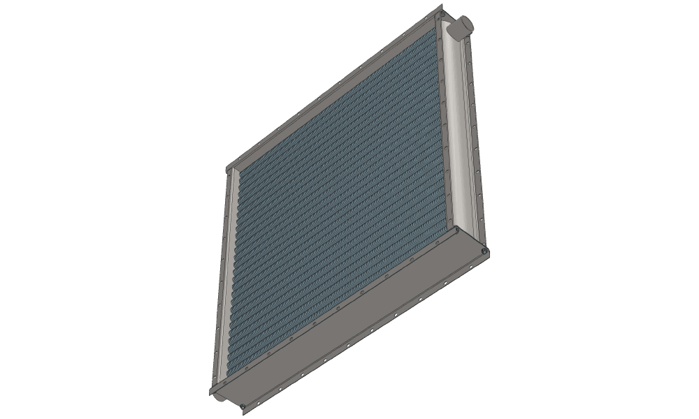 Паровой калорифер производительностью: 17000 м3/час; 286 кВт Чертеж парового калорифера для приточных систем трехрядного с тепловой мощностью 286 кВт