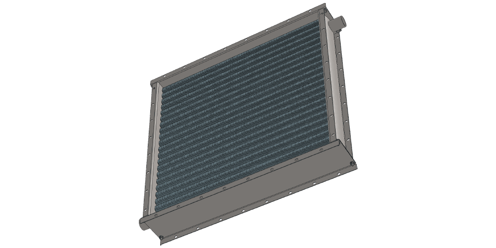 Паровой воздухонагреватель производительностью: 9000 м3/час; 216 кВт Чертеж парового воздухонагревателя для приточных установок с мощностью по теплу 216 кВт