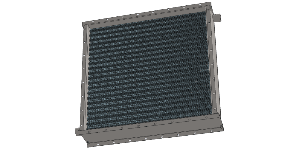 Паровой воздухонагреватель: объем 9000 м3/час; мощность 238 кВт 3 d модель парового приточного воздухонагревателя производительностью 9000 м3/час