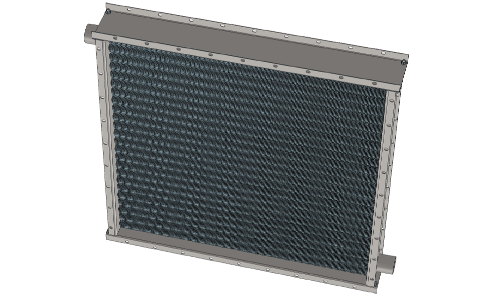 Паровой воздухонагреватель производительностью: 12000 м3/час; 279 кВт Чертеж парового воздухонагревателя для приточных установок с мощностью по теплу 279 кВт