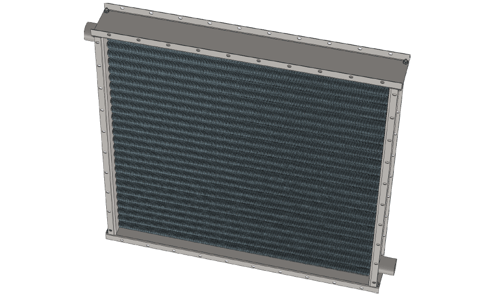 Паровой воздухонагреватель производительностью: 14000 м3/час; 323 кВт Чертеж парового воздухонагревателя для приточных установок с мощностью по теплу 323 кВт