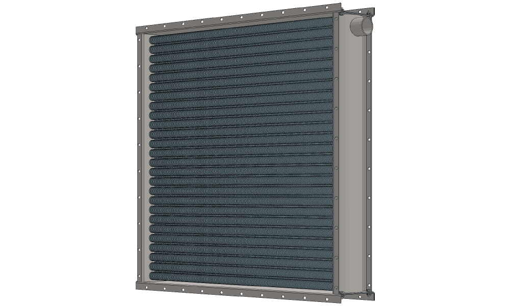 Паровой воздухонагреватель: объем 14000 м3/час; мощность 358 кВт 3 d модель парового приточного воздухонагревателя производительностью 14000 м3/час