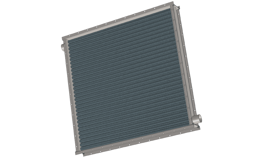 Паровой воздухонагреватель производительностью: 18000 м3/час; 414 кВт Чертеж парового воздухонагревателя для приточных установок с мощностью по теплу 414 кВт