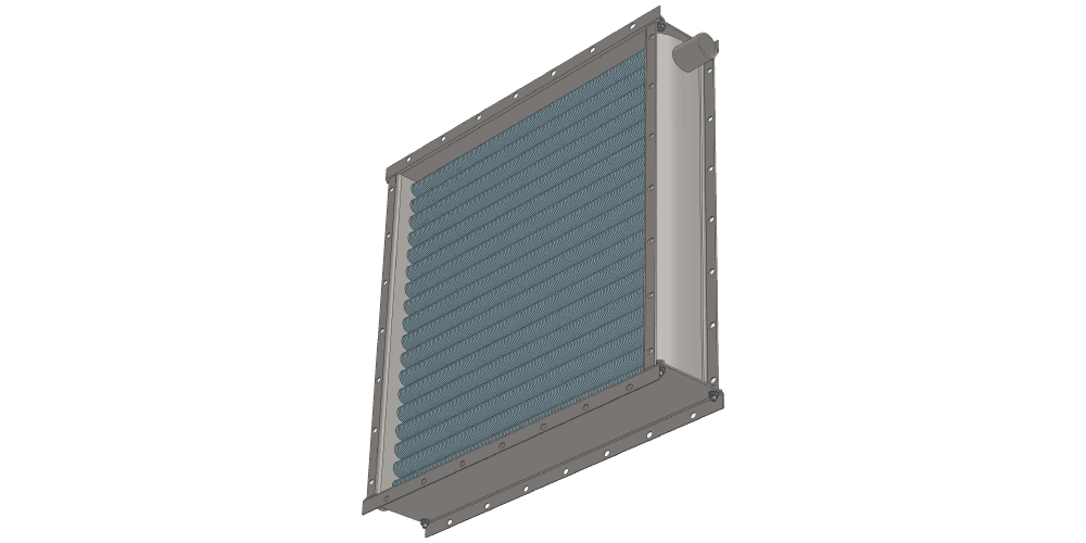 Паровой воздухонагреватель производительностью: 6000 м3/час; 154 кВт Чертеж парового воздухонагревателя для приточных установок с мощностью по теплу 154 кВт