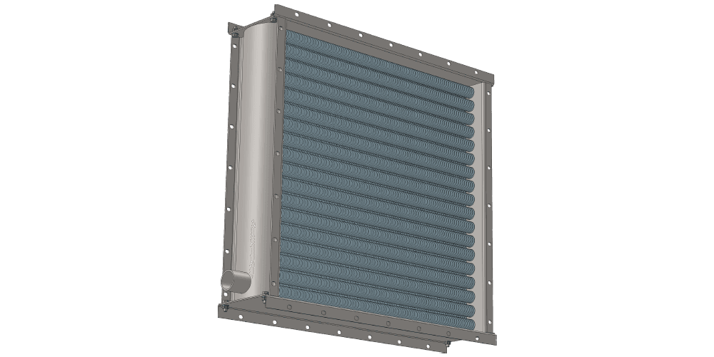 Паровой воздухонагреватель: объем 6000 м3/час; мощность 170 кВт 3 d модель парового приточного воздухонагревателя производительностью 6000 м3/час